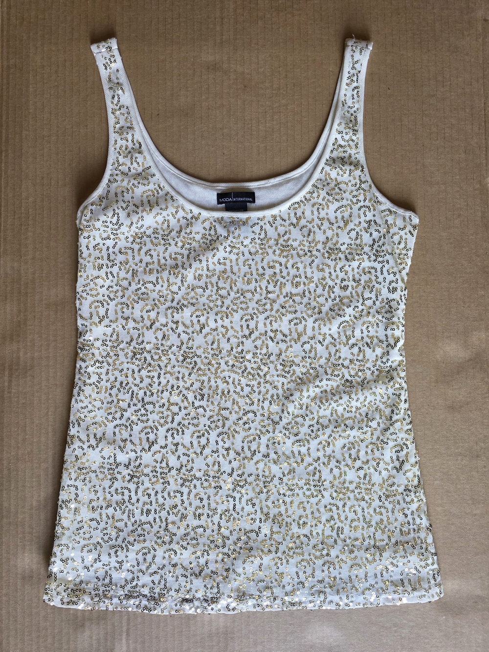 White Sequin Tank Top